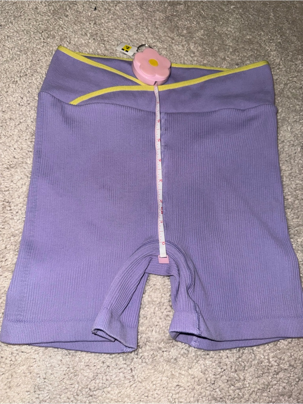 FP Movement by Free People Lavender Bike Shorts with Yellow Trim - Picture 3 of 6